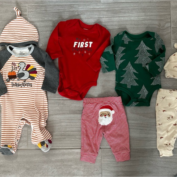 Holiday Bundle Christmas and Thanksgiving 0-3 months New or worn once - Picture 2 of 9
